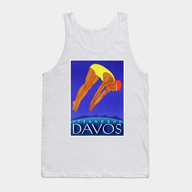 Vintage Travel Poster Switzerland Davos Tank Top by vintagetreasure